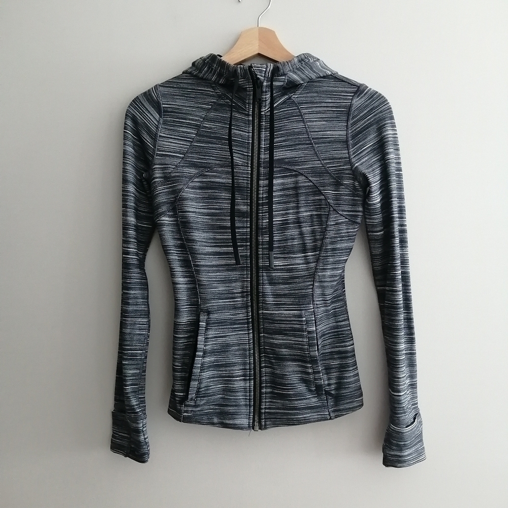 Lululemon Hooded Define Jacket Zip Up Size 4 Heathered Black Gray Running Hoodie